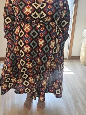 Geometric Print Black Multi-Color Women’s Dress